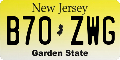 NJ license plate B70ZWG