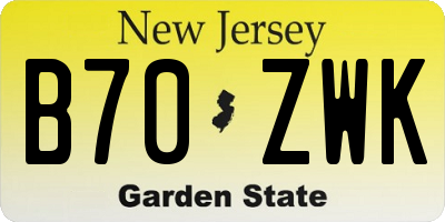 NJ license plate B70ZWK