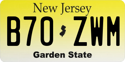 NJ license plate B70ZWM