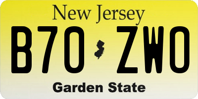 NJ license plate B70ZWO