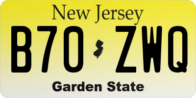 NJ license plate B70ZWQ