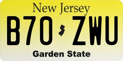 NJ license plate B70ZWU