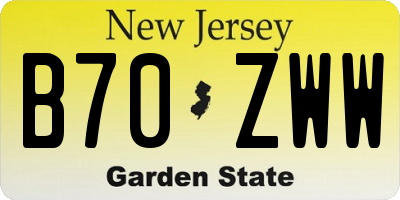 NJ license plate B70ZWW