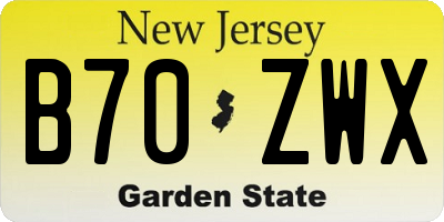 NJ license plate B70ZWX
