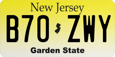 NJ license plate B70ZWY
