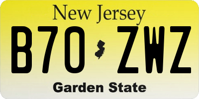 NJ license plate B70ZWZ