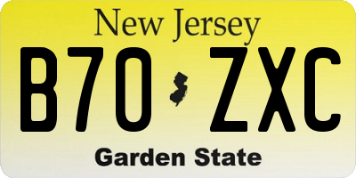 NJ license plate B70ZXC