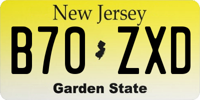 NJ license plate B70ZXD
