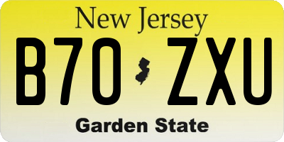 NJ license plate B70ZXU