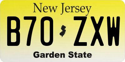 NJ license plate B70ZXW