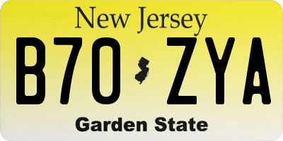 NJ license plate B70ZYA