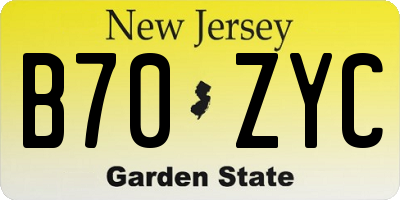 NJ license plate B70ZYC