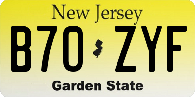NJ license plate B70ZYF