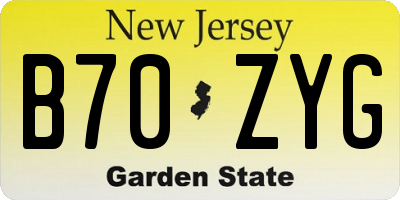 NJ license plate B70ZYG
