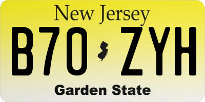 NJ license plate B70ZYH