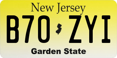 NJ license plate B70ZYI