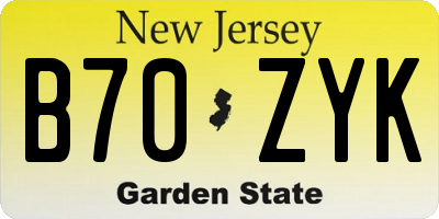NJ license plate B70ZYK
