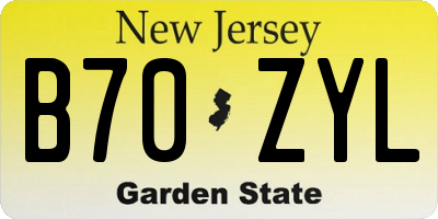 NJ license plate B70ZYL