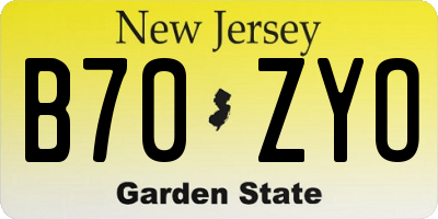 NJ license plate B70ZYO