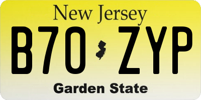 NJ license plate B70ZYP
