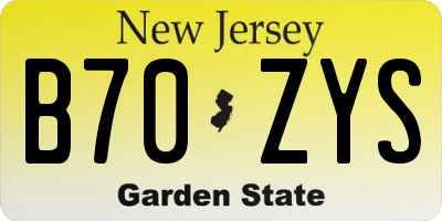 NJ license plate B70ZYS