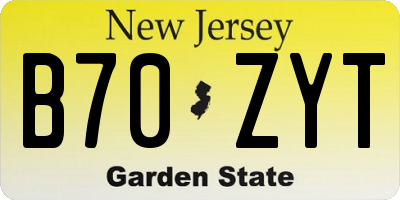 NJ license plate B70ZYT