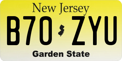 NJ license plate B70ZYU