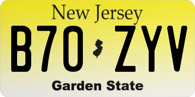 NJ license plate B70ZYV