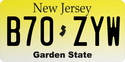 NJ license plate B70ZYW