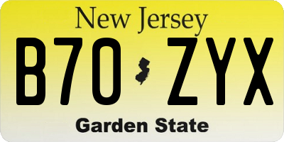 NJ license plate B70ZYX