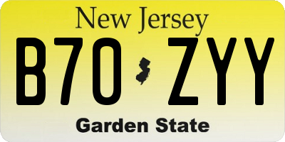 NJ license plate B70ZYY