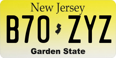 NJ license plate B70ZYZ