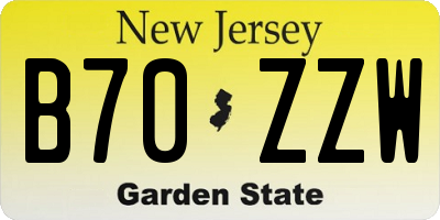 NJ license plate B70ZZW