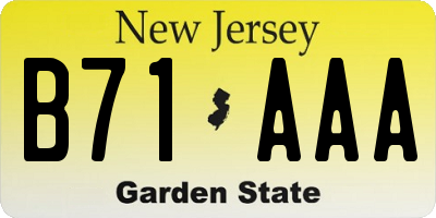 NJ license plate B71AAA