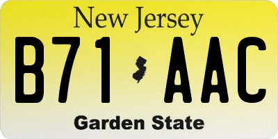 NJ license plate B71AAC