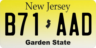 NJ license plate B71AAD