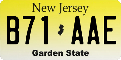 NJ license plate B71AAE