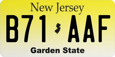 NJ license plate B71AAF