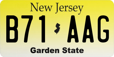 NJ license plate B71AAG