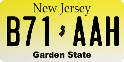 NJ license plate B71AAH