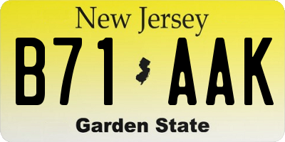 NJ license plate B71AAK