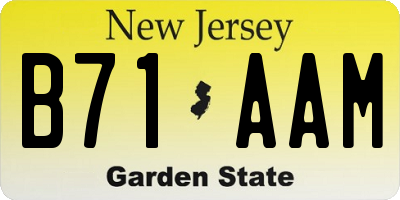 NJ license plate B71AAM