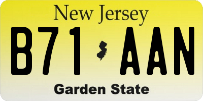 NJ license plate B71AAN