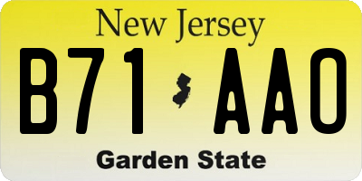 NJ license plate B71AAO