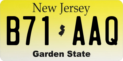 NJ license plate B71AAQ