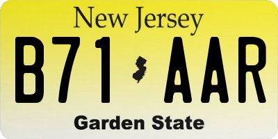 NJ license plate B71AAR