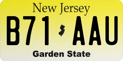 NJ license plate B71AAU