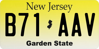 NJ license plate B71AAV
