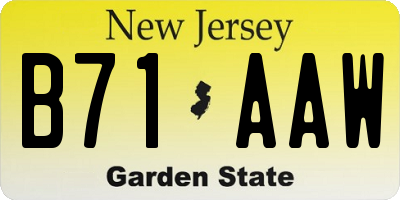NJ license plate B71AAW
