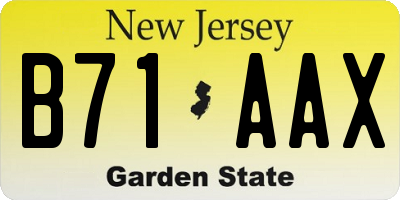 NJ license plate B71AAX